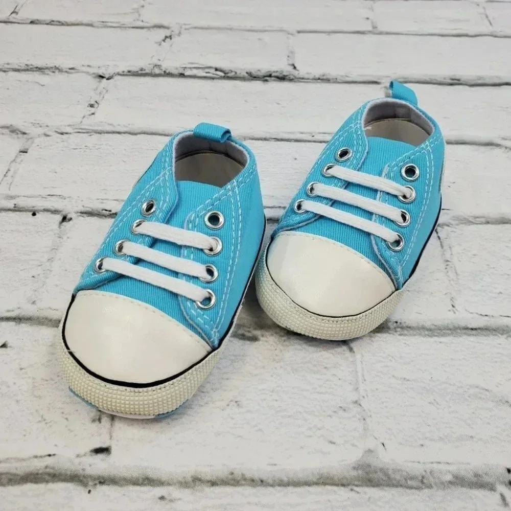 Infant Size 5 Baby Blue Soft Sole Baby Shoes, Baby sneakers for boys